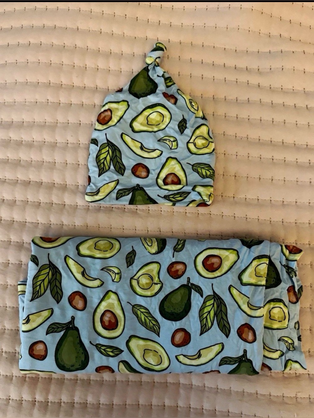 Little Sleepies Avocado Swaddle and Hat Set